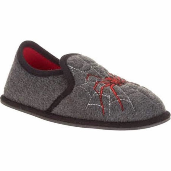 5/$20 NEW Boys 11-12 Gray Spider & Web Slippers-Non Slip Sole - Picture 1 of 6